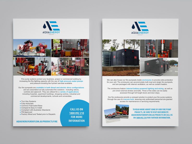 aqua energy group fire pump flyer design